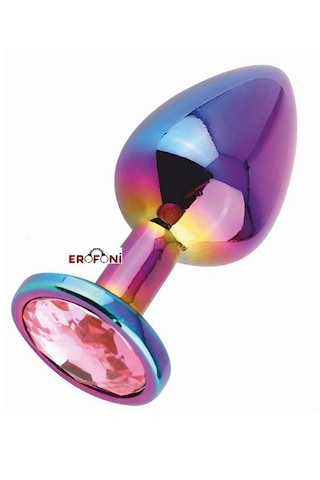 Erofoni Paslanmaz Alüminyum Alaşımlı 9 Cm Çelik Metal Taşlı Çok Renkli Anal Gevşetici Alıştırıcı Large Plug