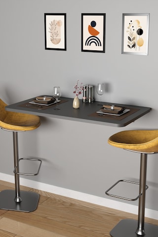 Katlanabilir Duvara Monte Mutfak Masası - 50x90 Cm Yemek Ve Hazırlık Masası Antrasit