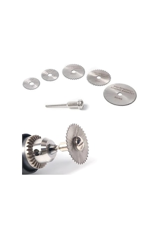 Metal 6 Parça Mini Matkap Ucu Ahşap Kesme Yuvarlak Çelik Bıçak Disk Testere Seti Kiti Lisinya Çok Renkli