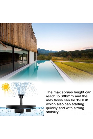 Ximistore9 Güneş Enerjili 1.0w 190l/h Suları Yükselten, 6 Farklı Nozzle İçeren, Bahçe/havuz İçin Uçan Manzaralı Fonten