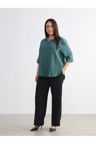 Lcwaıkıkı Classic Siyah Büyük Beden Standart Fit Geniş Paça Kadın Pantolon