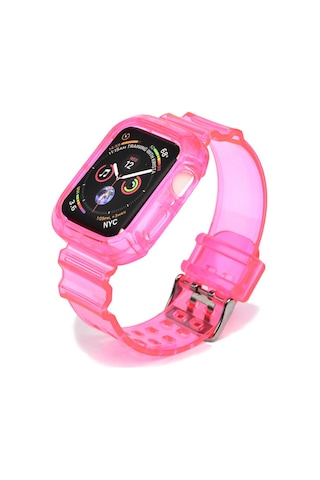 Ekılıf - Apple Uyumlu Watch 44mm - Kordon Silikon Kordon Krd-27 - Siyah