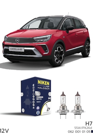 Opel Crossland X 2017-2023 Kısa Far Ampulü H7 Halojen Ampul 12v 55w 2 Adet 3200k Güçlü Net Işık Yasl