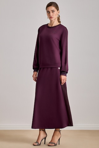 Yandan Cepli Bordo Örme Etek Bordo