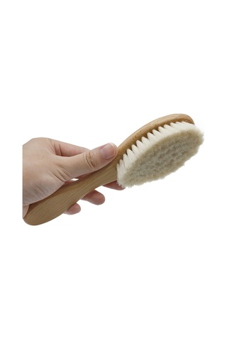 Vkemall Ağaç Saplı Yumuşak Yün Bebek Saç Fırçası - Kuru Saç Bakımı Ve Kafa Derisi Masajı İçin Güvenli Kullanım