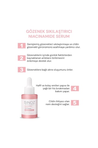 Sinoz Gözenek Sıkılaştırıcı Sebum Sivilce Serum Niacinamide 10% + Zinc Pca 1% 30 ML