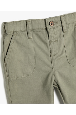 Koton Pantolon Cepli Pamuklu Beli Ayarlanabilir Lastikli Yeşil 3smb40063tw 3SMB40063TW758 Yeşil