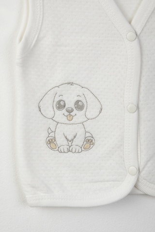 Baby Shez %100 Organik Pamuklu Yenidoğan Kız Erkek Bebek Yelek Mevsimlik 3-6 6-9 9-12 Ay Ekru