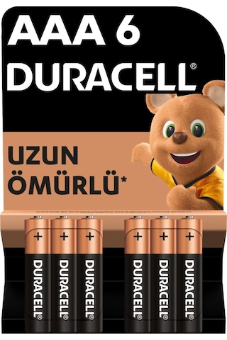 Duracell Xtralife Alkalin AAA İnce Kalem Pil 6'lı