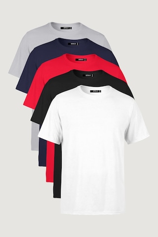 Erkek Çok Renkli T- Shirt Regular Fit Rahat Kesim Bisiklet Yaka 5'li Basic Tişört Paketi Çok Renkli