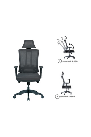 Casella Eden Fileli Yönetici Koltuğu Ofi S Koltuğu Ergonomik, Şık Ve Fonksiyonel Siyah