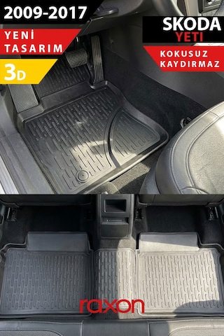 Skoda Yeti 2009-2017 3d Havuzlu Paspas Tam Uyumlu Su Geçirmez, Kaymaz