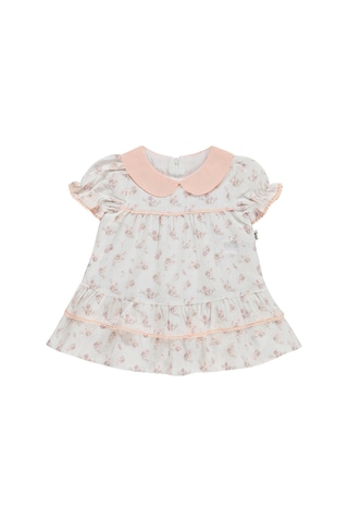 Civil Baby Çiçek Empirme Bebe Yaka 6-18 Ay Elbise - Beyaz