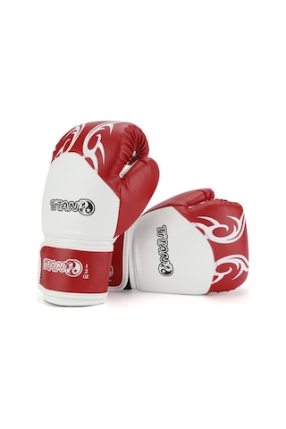 Titan Sport Kırmızı Beyaz İşlemeli Boks Eldiveni Çok Renkli