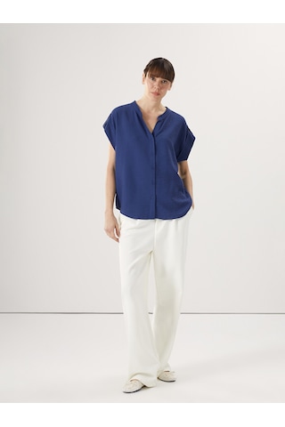 Lcwaıkıkı Classic Lacivert Kaçık Yaka Oversize Kadın Bluz