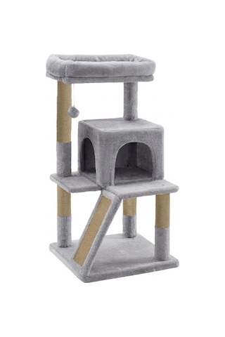 Missidea Nrs-0091 Teraslı Dekoratif Kedi Tırmalama Evi Gri