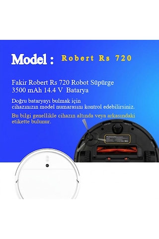 Fakir Robert Rs 720 Robot Süpürge 3500 Mah 14.4 V Batarya Uyumlu Uzun Ömürlü, Yüksek Performans Pil