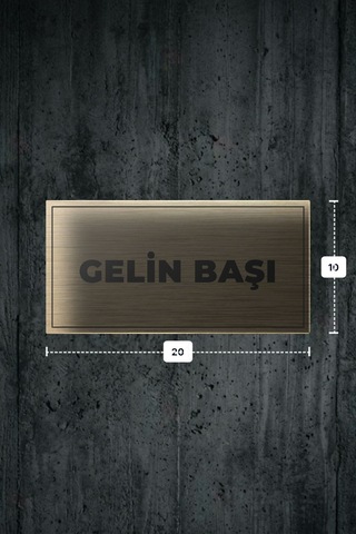 Gelın Başı Yazılı - Metal - Gold Renk - Kapı İsimliği - 20x10 Cm