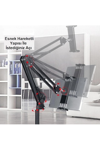 UpWay Tablet Telefon Zemin Standı 175cm Universal 360 Derece Hare