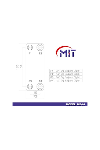 Mıt Mb-01 Lehimli Tip Plakalı Isı Eşanjör (16 Plakalı)