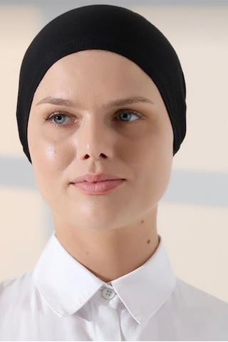 Ardün Hijab Siyah Önü Dikişli Pamuklu Bone Esnek Rahat Günlük Kullan Tesettür İç Bone Siyah - 936486647 Siyah