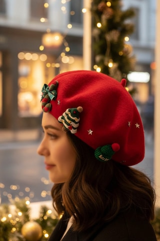 Kırmızı Yılbaşı Temalı Bere Çok Renkli