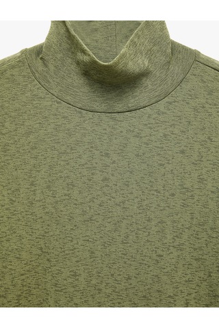 Koton Slim Fit Dik Yaka Uzun Kollu Tişört Zeytin Yeşili 7wak50002uk Yeşil