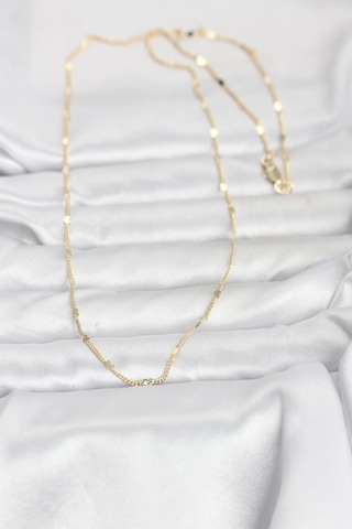 Cm 14k Gold Renk Ezme Kalp Detaylı 60 Cm Zincir Kadın Kolye - Tj-bko10952 Gümüş