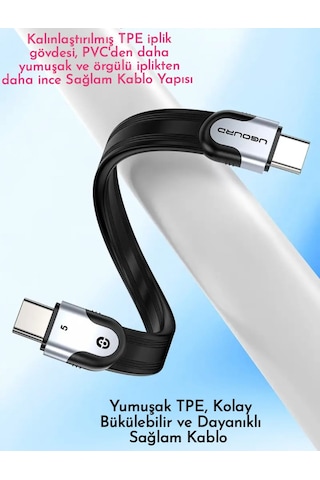 Ugourd Thunderbolt 5 E-marker Akıllı Çip 1-metre 240w 80gbps 16k+8k+4k Pd 240w Görüntü Aktarım Ve Type-c Hızlı Şarj Ve Data Kablosu Thunderbolt 4/3 İle Uyumlu Yeni Nesil Son Teknoloji Kablo -