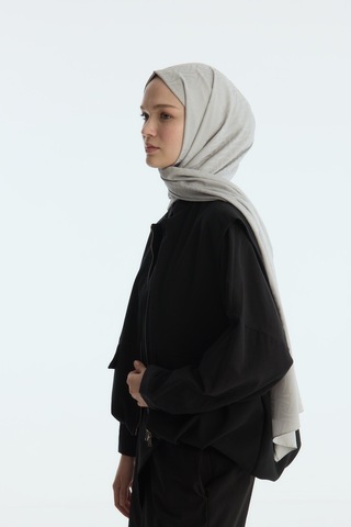 Mirsoy Scarf İpeksi Jakar Şal Sarmaşık Desen Gri