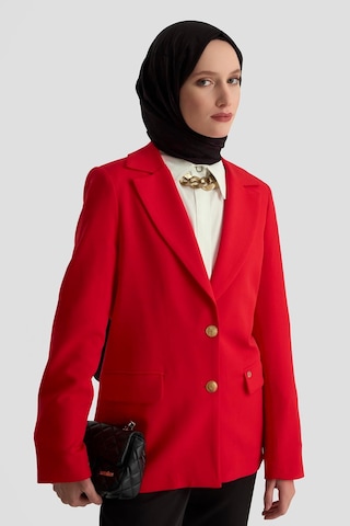 Armine Trend Gold Düğmeli Astarlı Blazer Ceket Kırmızı 25kt520