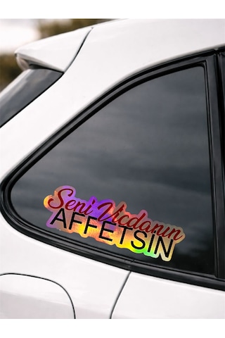 Seni Vicdanın Affetsin Sticker Jdm Araba-motosiklet Cam Etiket Baskes Hologram 16x5cm Çok Renkli