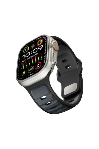 Watch Ultra 49mm Arth Krd-135 Silikon Kordon Strap Kayış - Açık Mavi-gri