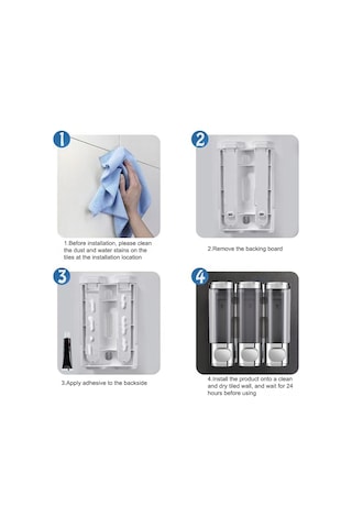 Reedark Duvar Tipi 3'lü El Yağmuru Dispenseri - Duş Jeli, Şampuan Ve Sabun İçin Manuel Basma, Delme Yok, Elektroplated Renk, 300ml Her Bir Kabın Hacmi Çok Renkli