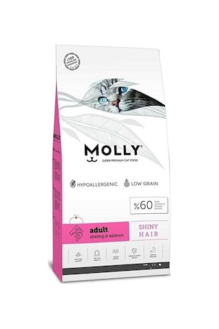 Molly Hipoalerjenik Karidesli ve Somonlu Yetişkin Kedi Kuru Maması 15 KG Molly Hipoalerjenik Karidesli ve Somonlu Yetişkin Kedi Kuru Maması 15 KG