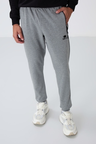 Tommy Life 84651 Erkek Fermuar Cepli Standart Kalıp Jogger Eşofman Alt Gri Melanj