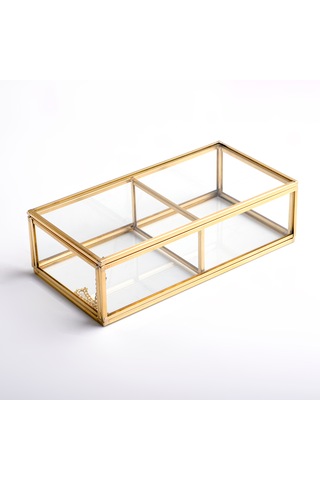 2 Bölmeli Cam Organizer Pirinç & Gold