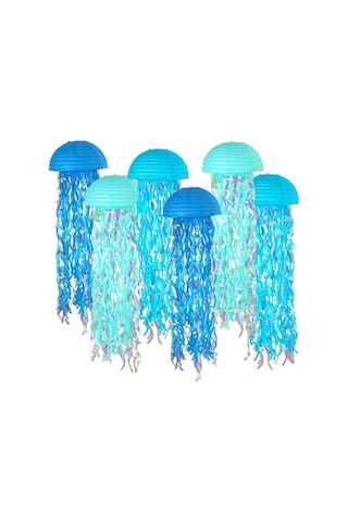 Geeksen Renkli Denizanası Kağıt Fener - 6 Adet Yuvarlak Parti Dekorasyonu Diğer