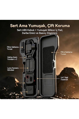 Lexroo Insta360 Luna Ultra İle Uyumlu Sert Koruyucu Taşıma Çantası L-ult