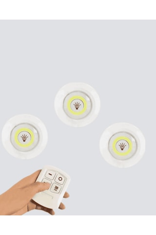 Kablosuz Gün Işığı Led Spot Lamba, 3'lü, Kumandalı çok renkli
