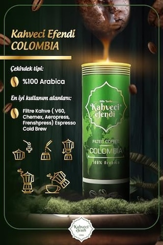 Efendi Colombia Filtre Kahve Premium Teneke Kutu 150g S