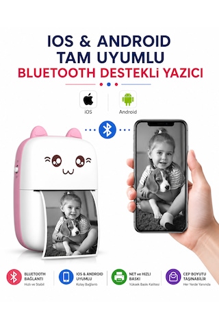 Bluetooth Mini Yazıcı Termal Fotoğraf Yazıcısı