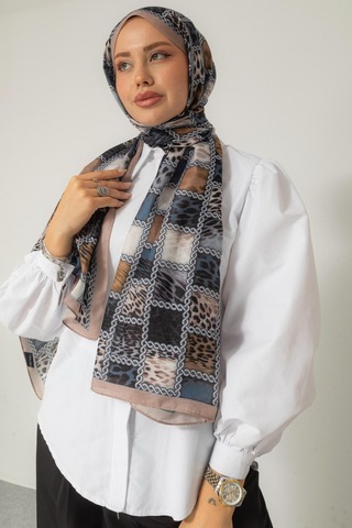 Mimiyum Soft Şal Zincir Leopar Toprak