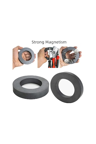 Y35 Kalite Ferrit Kömür Delikli Halka Mıknatıs - 100x60x15 Mm