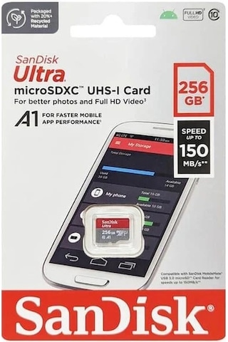 SanDisk Ultra SDSQUAC-256G-GN6MN 256 GB microSDXC Class 10 UHS-I Hafıza Kartı