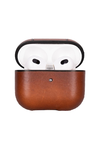 Aurel Snap Hakiki Deri Apple Uyumlu Airpods 3 Kılıfı Charm Case Kılıf