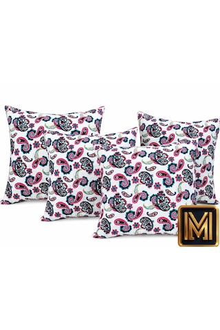 Kırlent 10 4'lü Dekoratif Paisley Kırlent Kılıfı Seti 45x45 Cm Kırmızı Çiçek Desenli Modern Salon Ve Koltuk Yastık Kılıfı Gizli Fermuarlı Çok Renkli