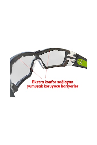 İş Güvenlik Gözlüğü Buğulanmaz Lazer Uv Koruyucu Toz Korumalı Gözlük Silikon Kulaklık Şeffaf