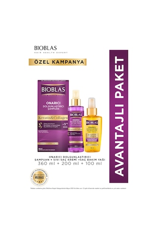 Keratin Kolajen Saç Bakım Yağı 100 Ml + Saç Bakım Şampuanı 360 Ml + Sıvı Saç Kremi 200 Ml