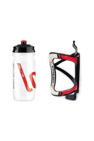 Elite Loli Bisiklet Matarası 600 Ml Loli Performance Bisiklet Suluğu + Matara Kafesi Beyaz - Kırmızı